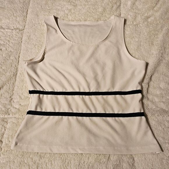 White and Black Sleeveless Tank Top Size Medium. Excellent Condition! - Picture 1 of 4